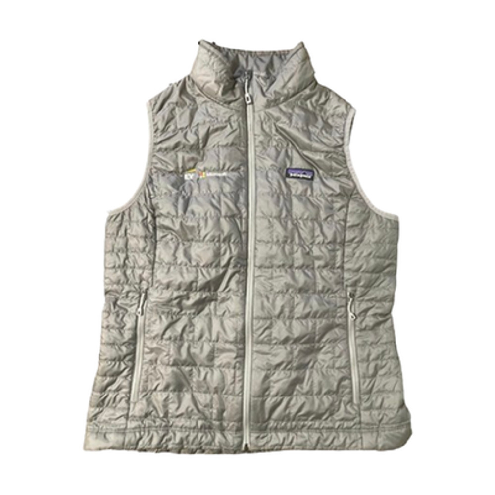 Patagonia Nano Puff Vest Women Large Gray Primaloft Full Zip Microsoft Logo MINT